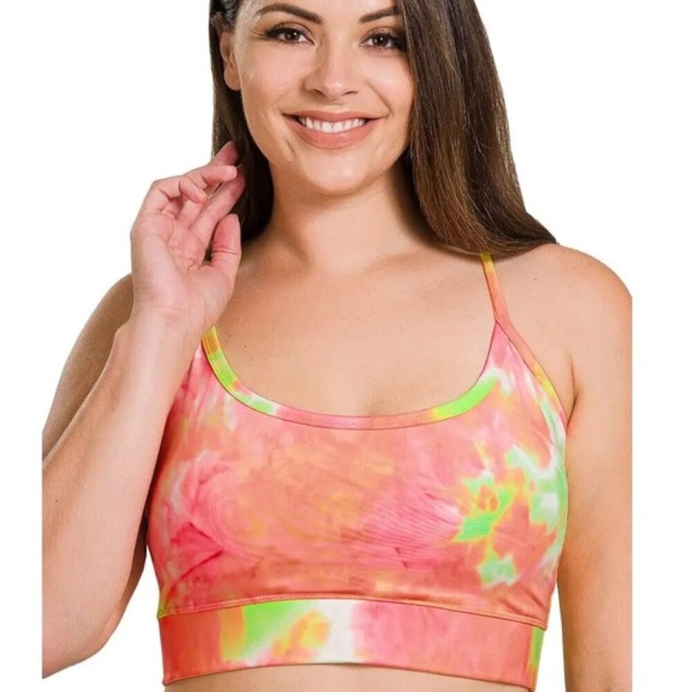 Plus Tie Dye Padded Sports Bra